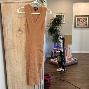 Express Sleeveless Ribbed Maxi Dress in Camel